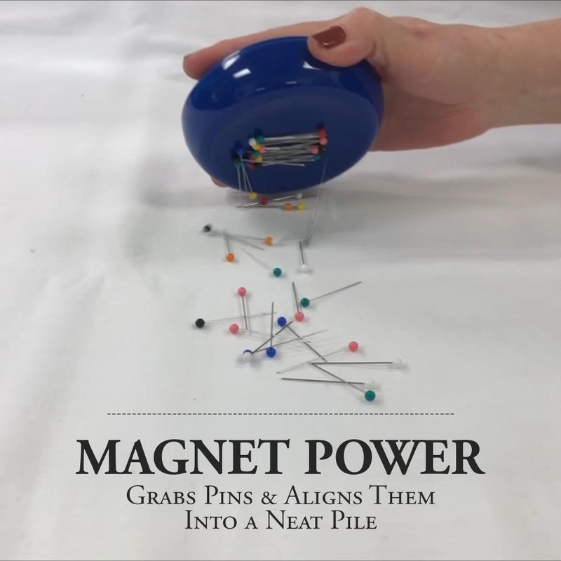 Grabbit Magnetic Sewing Pincushion with 50 Plastic Head Pins â€“ Magnet Pin Organizer for Quilting, Embroidery, Needles, Bobby Pins, & Craft Storage, Blue - Image 3