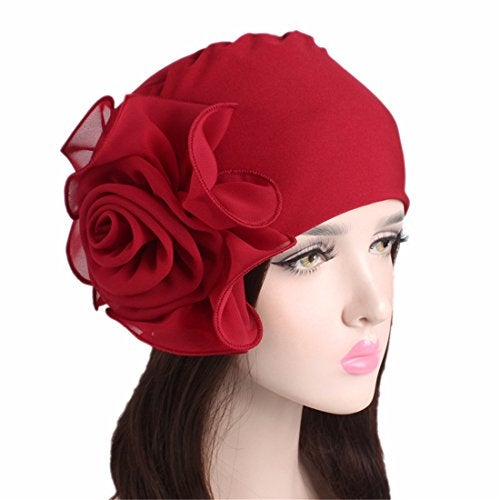 Qhome cap Qhome Women King Size Flower Stretchy Beanie Turban Bonnet Chemo Cap for Cancer Patients Ladies Bandanas African Head Wrap Lake Blue - Image 5