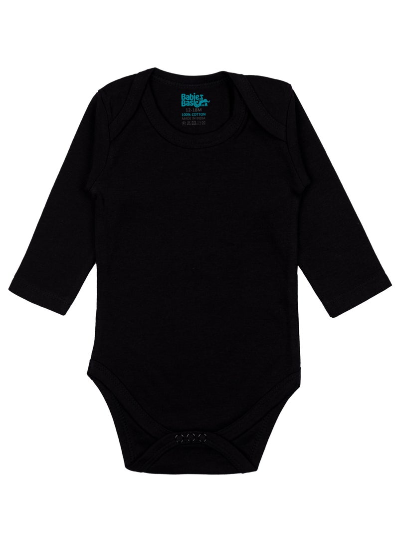 Babies Basic 100% Super Soft Cotton, Long Sleeves Romper/Bodysuit, For New Born To 24Months, Set Of 3 - Black, Navy,Grey  - Image 4
