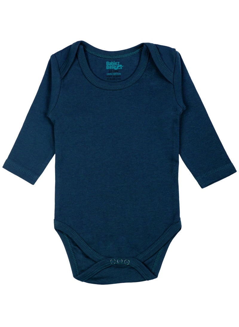 Babies Basic 100% Super Soft Cotton, Long Sleeves Romper/Bodysuit, For New Born To 24Months, Set Of 3 - Black, Navy,Grey  - Image 3
