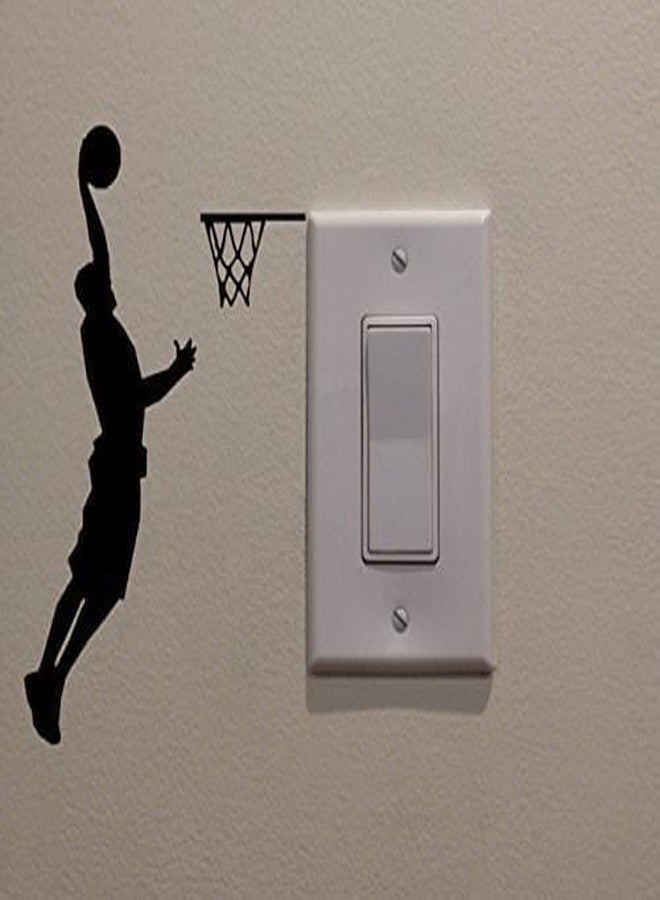 ARWY Wall Sticker for Bedroom Athletic Basketball Player Dunking on Light Switch Decal Vinyl Black