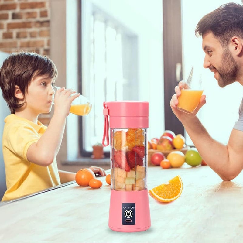 DoubleCare Portable Blender Cup,Electric USB Juicer Blender,Mini Blender Portable Blender For Shakes and Smoothies, juice,380ml, Six Blades Great for Mixing,pink - Image 4
