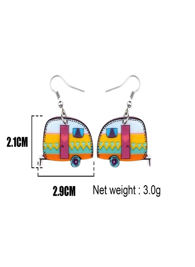Bonsny Acrylic Drop Dangle Cartoon Funny Camper Van's Camping Car Earrings Jewelry For Women - Image 5