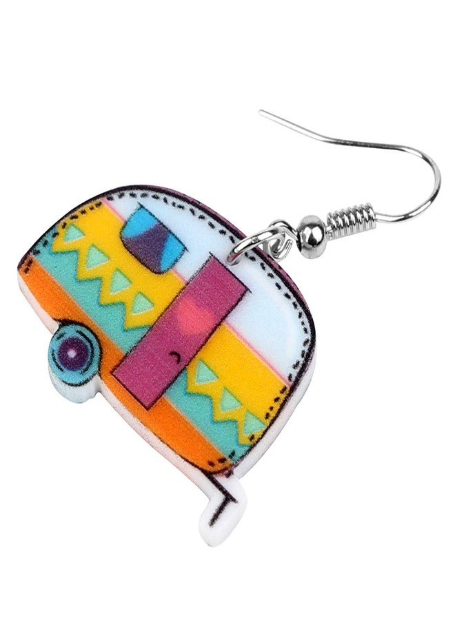 Bonsny Acrylic Drop Dangle Cartoon Funny Camper Van's Camping Car Earrings Jewelry For Women - Image 4