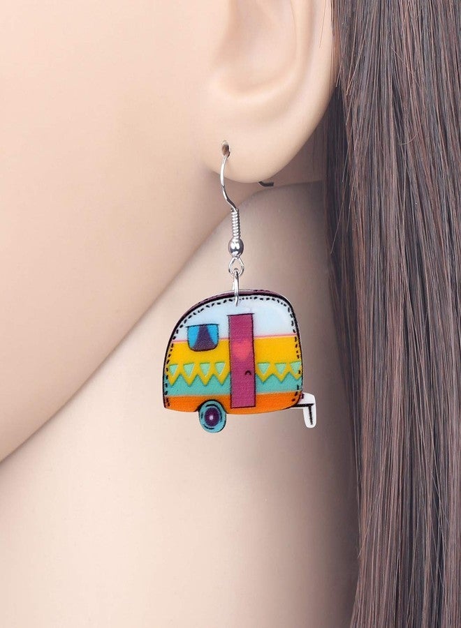 Bonsny Acrylic Drop Dangle Cartoon Funny Camper Van's Camping Car Earrings Jewelry For Women - Image 2