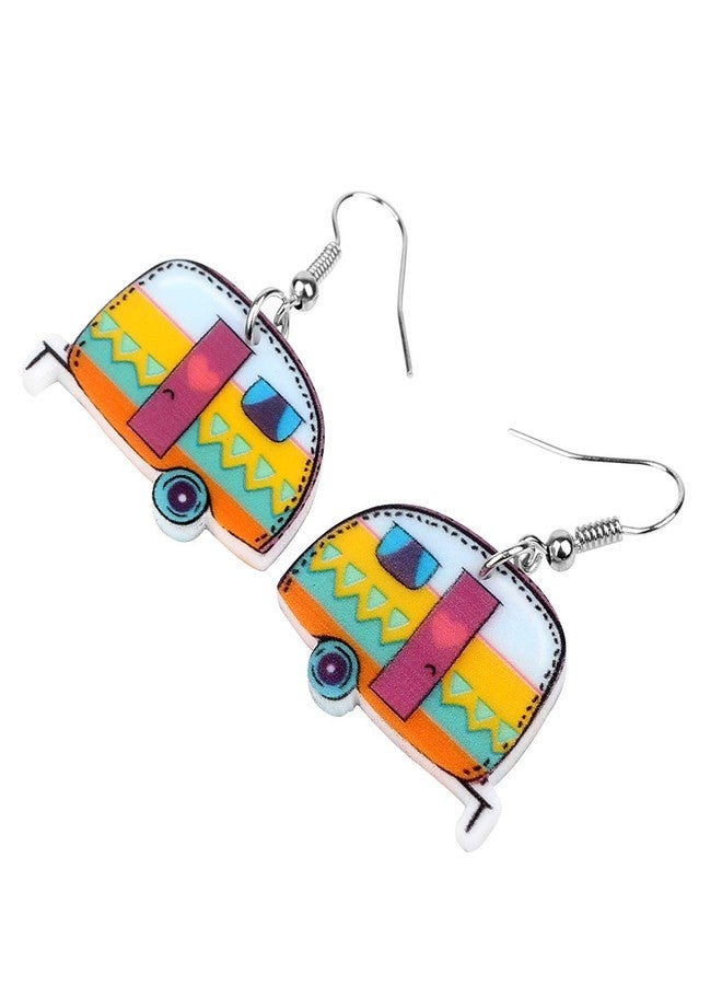 Bonsny Acrylic Drop Dangle Cartoon Funny Camper Van's Camping Car Earrings Jewelry For Women - Image 3