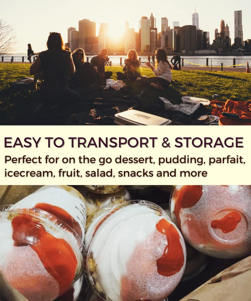 Aatriet [200 Sets] 9 oz Clear Plastic Cups with Lids (NO HOLE)  Fruit Cups with Lids for Party  Disposable Parfait Cups with Dome Lids  Dessert Cups for Pudding  Cake  Ice Cream  Cupcake  Snacks - Image 4