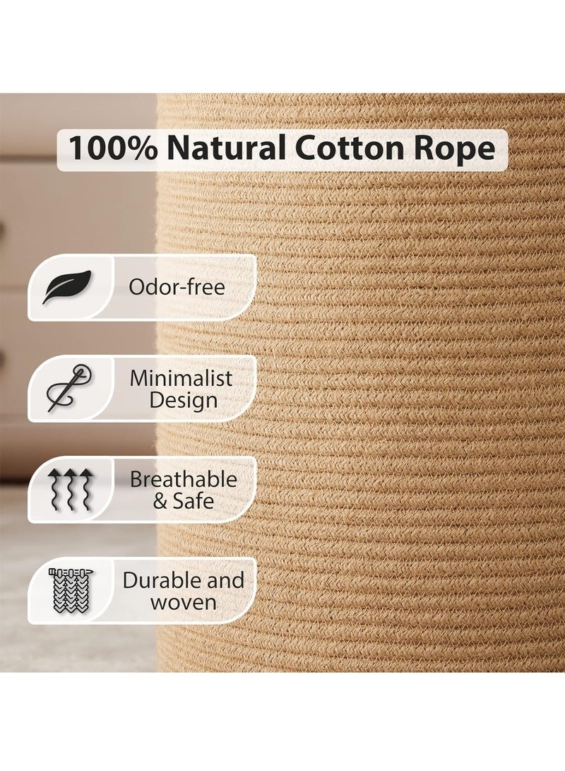 Arabest Rope Woven Laundry Basket, 58L Large Woven Rope Storage Basket with Handles for Clothes Blanket Storage, Large Tall Laundry Hamper for Blankets, Dirty Clothes, Toys and Shoes (Jute) - Image 3