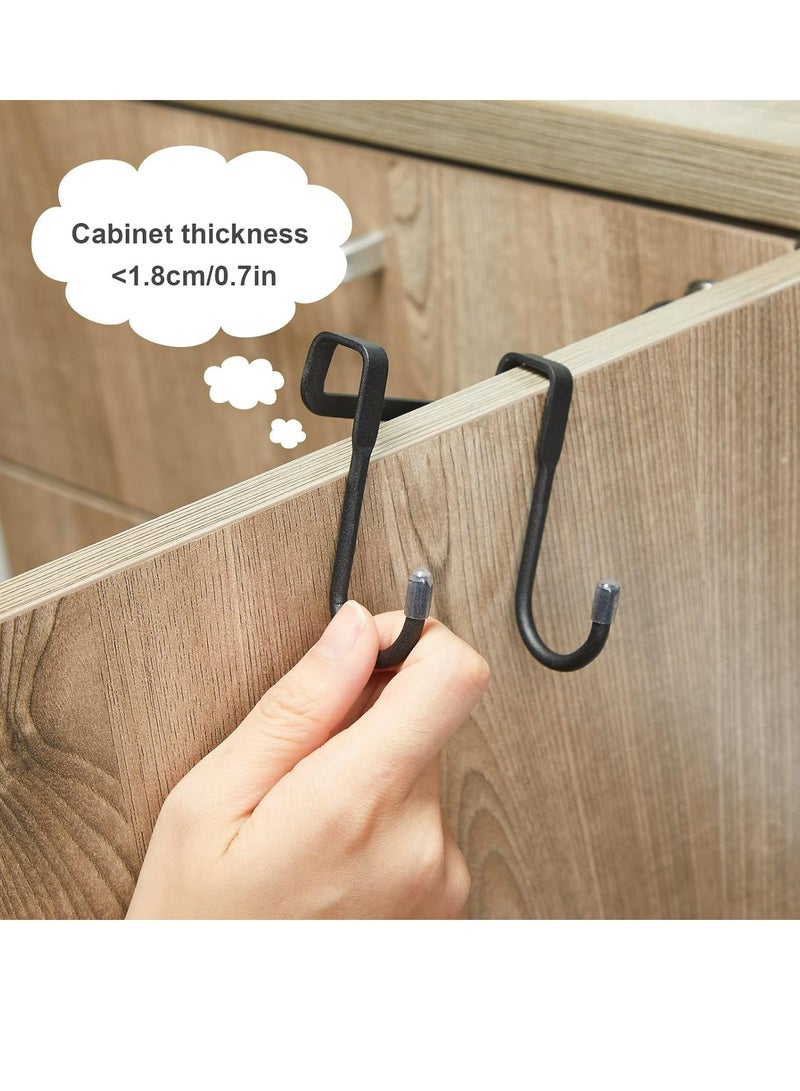 Oasisgalore 4 Pcs Over the Door Hooks, Double S Shape Cabinet Door Drawer Hanger for Closet Wardrobe Door Kitchen (Black)  - Image 3