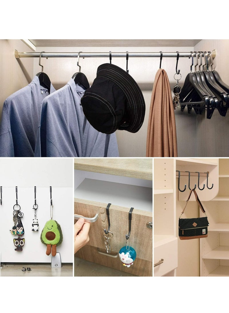 Oasisgalore 4 Pcs Over the Door Hooks, Double S Shape Cabinet Door Drawer Hanger for Closet Wardrobe Door Kitchen (Black)  - Image 5