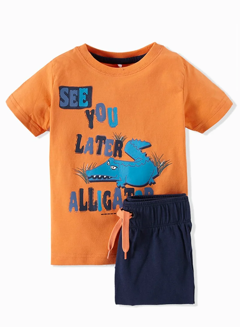 NAME IT Infant Aligator T-Shirt + Shorts Set