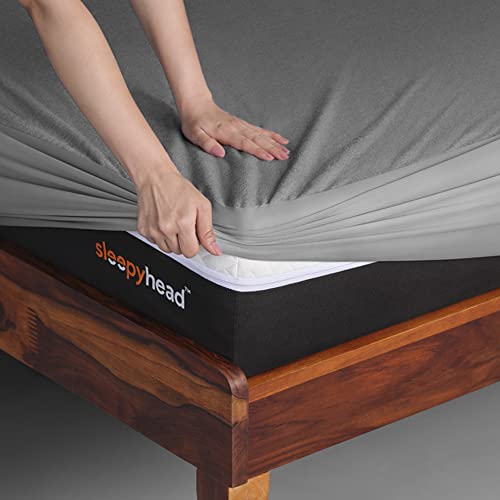 Sleepyhead 100% Waterproof Bamboo Mattress Protector | King Size, 78 x 72 Inches | Soft Terry Breathable & Ultra Soft Fitted Bed Protector | Grey - Image 1