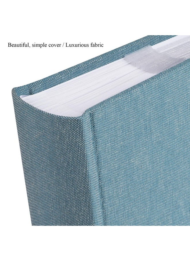 1DOT2 - Photo Album With Writing Space 50 Pages 4X6 Photos Hold 200 Or 5X7 Pictures Hold 100, Linen Cover Small Photo Book Albums With Memo For Anniversary Wedding Baby (Cyan Blue) - Image 1