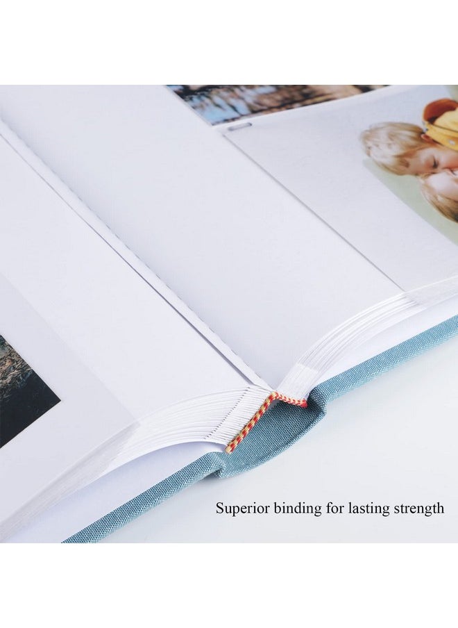 1DOT2 - Photo Album With Writing Space 50 Pages 4X6 Photos Hold 200 Or 5X7 Pictures Hold 100, Linen Cover Small Photo Book Albums With Memo For Anniversary Wedding Baby (Cyan Blue) - Image 1