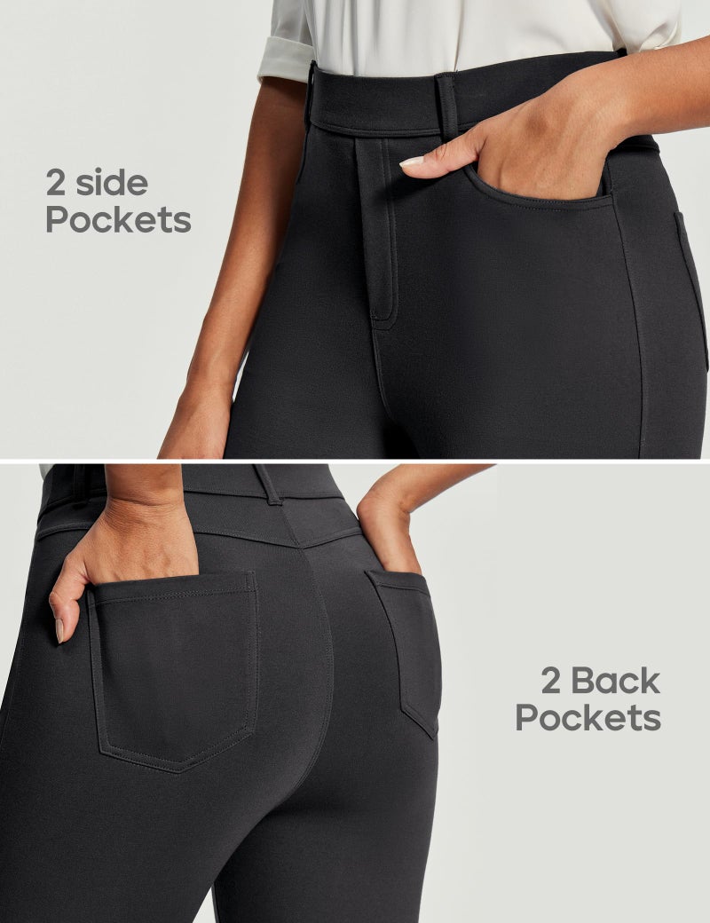 Heathyoga Womens Dress Pants Pull On Stretchy Work Pants Women Business Casual Outfits Slacks for Women Teacher Pants Office Black - Image 4