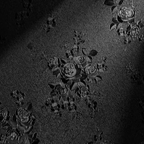 Erfoni Black Peel and Stick Wallpaper Black Floral Embossed Contact Paper 17.7inch×118.1inch Removable Textured Flower Wallpaper Self Adhesive Thicken Livingroom Countertops Cabinets Wall Paper - Image 1