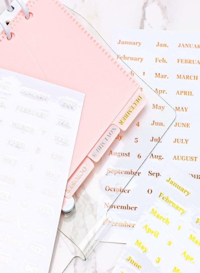 XiowDow 6 Sheets Index Tabs Stickers Monthly Small PVC Sticky Tab Stickers Mini Planner Label Sticker for Budgeting Cash Envelopes Binder Dividers Inserts Tabs (Month Stickers) - Image 3