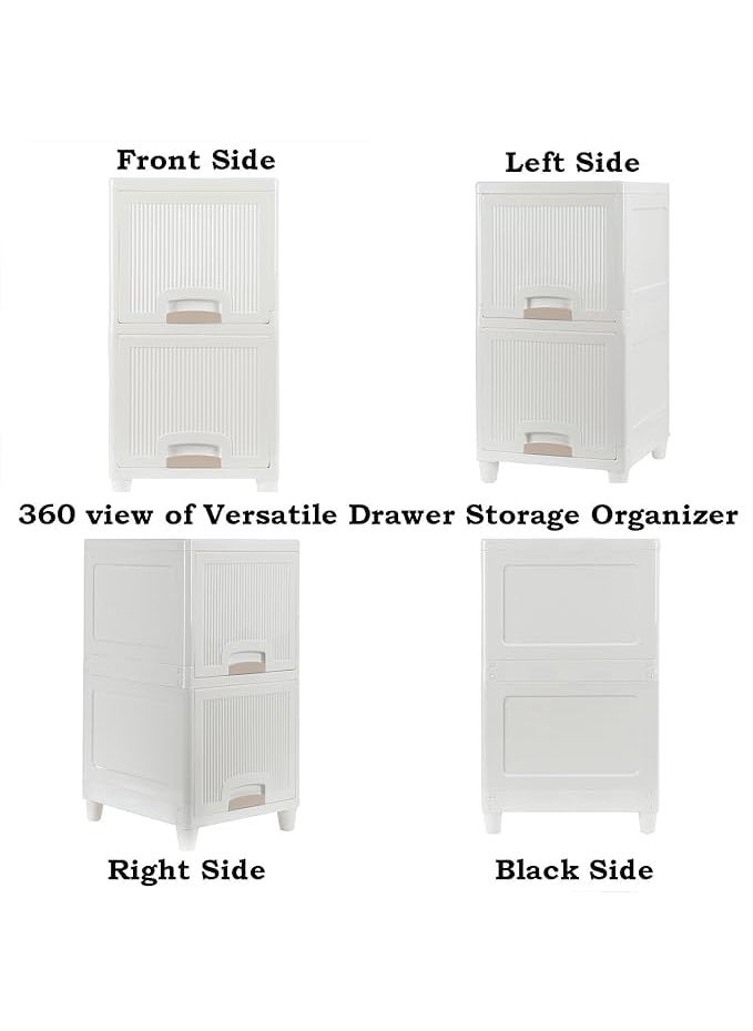 Krishn Kunj KRISHN KUNJ 2 Units Plastic Cupboard for Clothes Plastic Cabinet for Storage Foldable Wardrobe for Clothes Plastic Cloth Rack for Storage Clothes Storage Cabinet Plastic Modular Drawer Storage Box 2  - Image 4