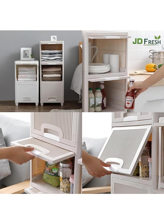 Krishn Kunj KRISHN KUNJ 2 Units Plastic Cupboard for Clothes Plastic Cabinet for Storage Foldable Wardrobe for Clothes Plastic Cloth Rack for Storage Clothes Storage Cabinet Plastic Modular Drawer Storage Box 2  - Image 3