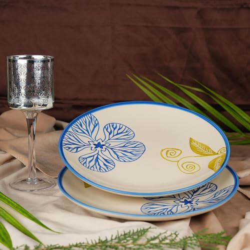 Caffeine Ceramic Handmade White Flora Quarter Plate 7” (Set of 2) - Image 1