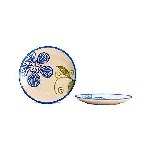 Caffeine Ceramic Handmade White Flora Quarter Plate 7” (Set of 2) - Image 3