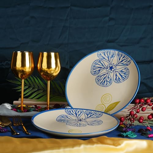 Caffeine Ceramic Handmade White Flora Quarter Plate 7” (Set of 2) - Image 2