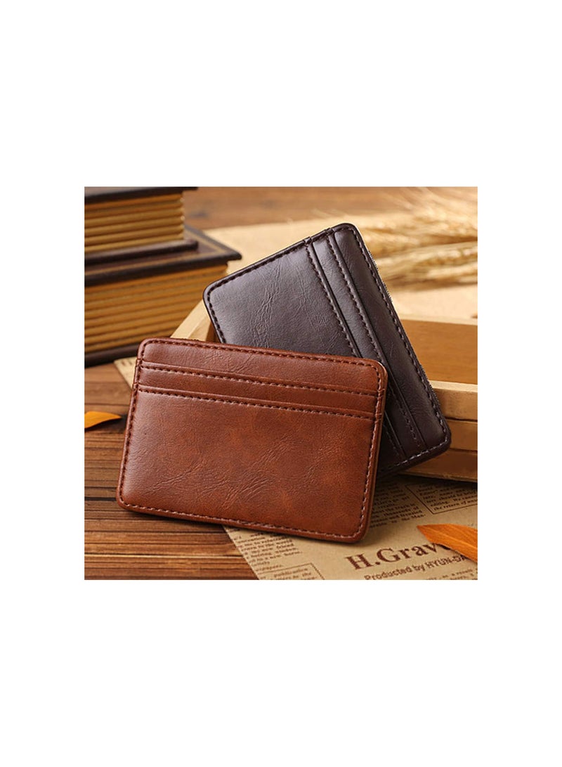 GGOOT Stylish and Practical Purse Men's Business Faux Leather Money Clip Card Holder Slim Bifold Magic Wallet Durable and Useful  - Image 2