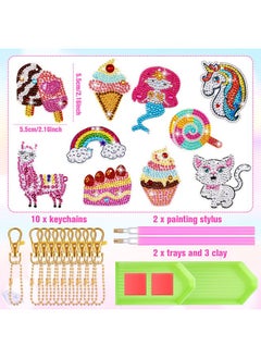Mtlee MTLEE 10 Sets Arts and Crafts for Kids Ages 8-12 5D Diamond Painting Keychain Kits Gem Art Kits for Girls Crafts Gem Painting Kits Diamond Art Gift Idea for Age 4, 5, 6, 7, 8, 9, 10-12  - Image 2