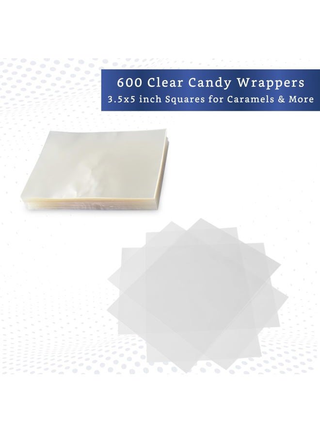 FIESTA WRAPS Clear Candy Wrappers for Caramels (600 Pcs 3.5 x 5 inches) - Natural Clear Cellophane Candy Wrappers - Caramel Wrappers - Candy Wrapping Paper - Chocolate Wrappers - Lollipop Wrappers - Image 2