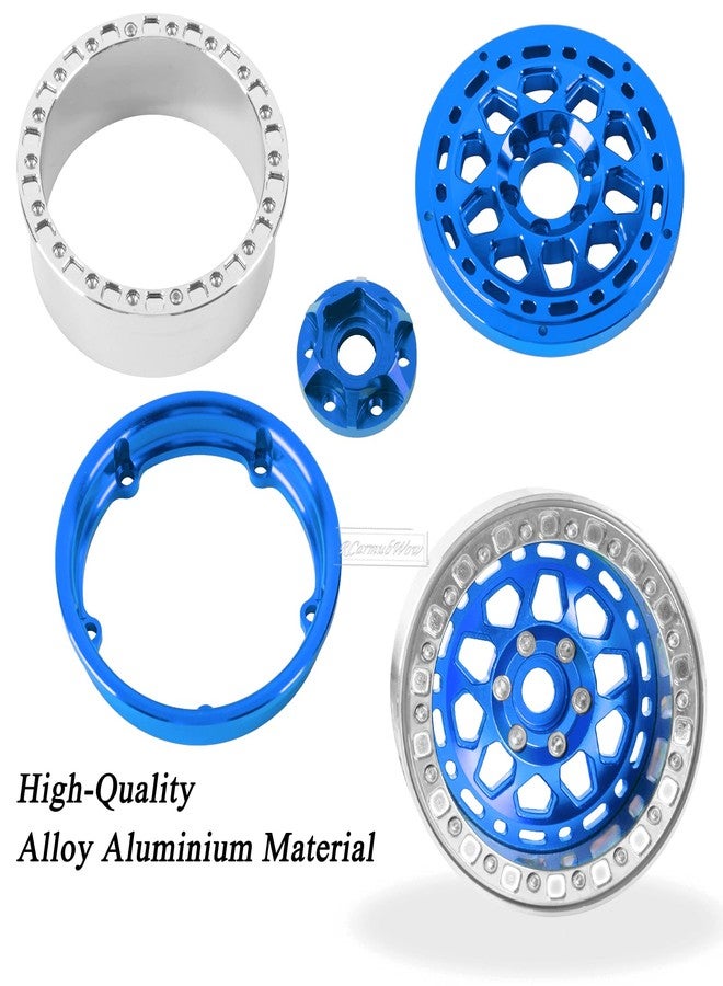RcarmubWow RC 2.2 Beadlock Wheels and Tires for 1/10 TRX4 SCX10 Capra AMG 6x6 Gen8 Everest Gen7 Pro RC Crawler,Alunium 2.2 Beadlock Rims RC Wheels 2.2 Beadlock Tires,4pcs,Navy Blue - Image 5