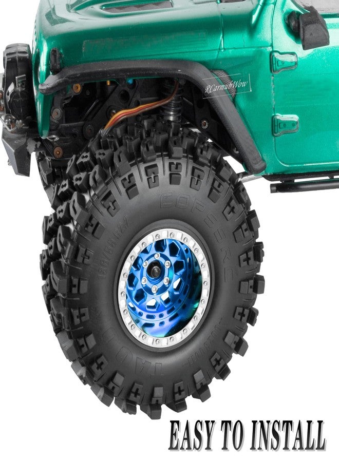RcarmubWow RC 2.2 Beadlock Wheels and Tires for 1/10 TRX4 SCX10 Capra AMG 6x6 Gen8 Everest Gen7 Pro RC Crawler,Alunium 2.2 Beadlock Rims RC Wheels 2.2 Beadlock Tires,4pcs,Navy Blue - Image 3