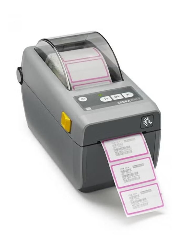 ZEBRA Zebra ZD411D Direct Thermal Desktop Label Printer – 203 DPI, USB, USB Host, Bluetooth BLE – Model ZD4A022-D0EM00EZ – Grey  - Image 2