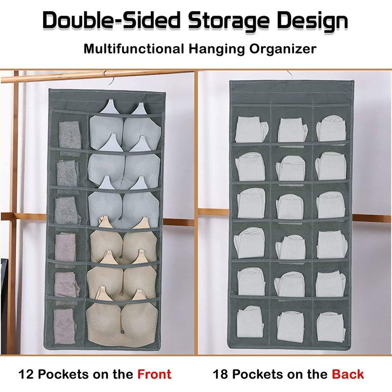 GREEYA Two Sided 30 Pockets Hanging Mesh Bag Storage For SocksBraPantiesStockingTies Travel Accessories - Image 2