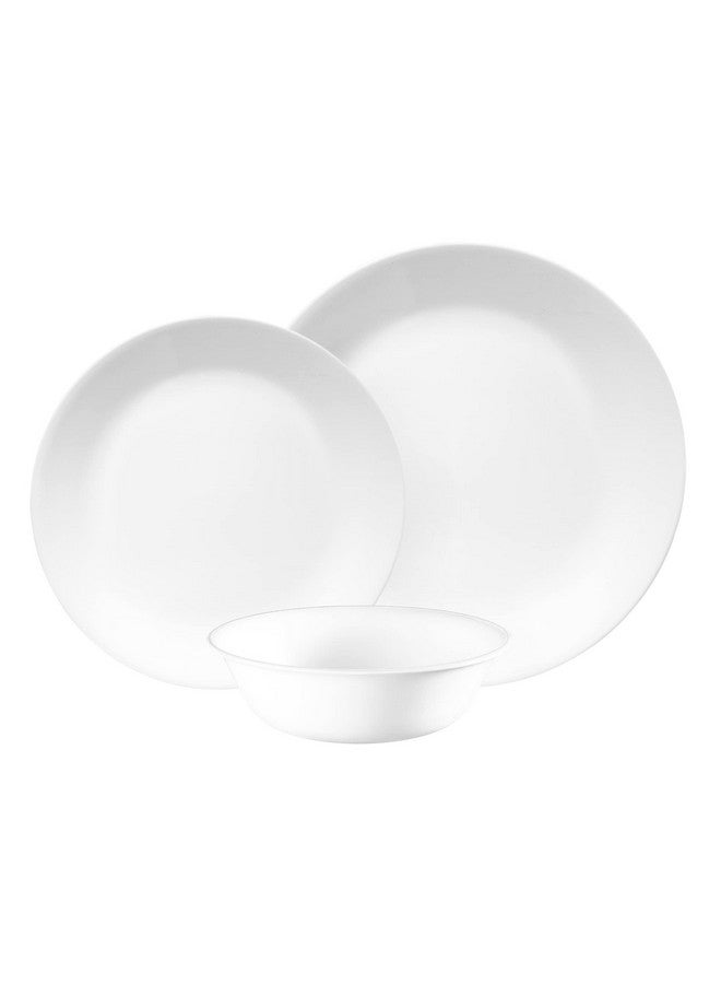 Corelle طقم أدوات مائدة كوريل (12 قطعة، أبيض شتوي متجمد) - طقم عشاء لـ 4 | 4 أطباق عشاء، أطباق جانبية ووعاء | 3 أضعاف المتانة، نصف المساحة والوزن مقارنة بالسيراميك | حتى 80% زجاج معاد تدويره - Image 1