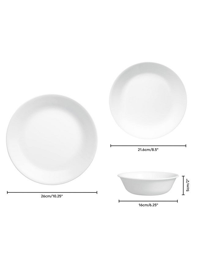 Corelle طقم أدوات مائدة كوريل (12 قطعة، أبيض شتوي متجمد) - طقم عشاء لـ 4 | 4 أطباق عشاء، أطباق جانبية ووعاء | 3 أضعاف المتانة، نصف المساحة والوزن مقارنة بالسيراميك | حتى 80% زجاج معاد تدويره - Image 2