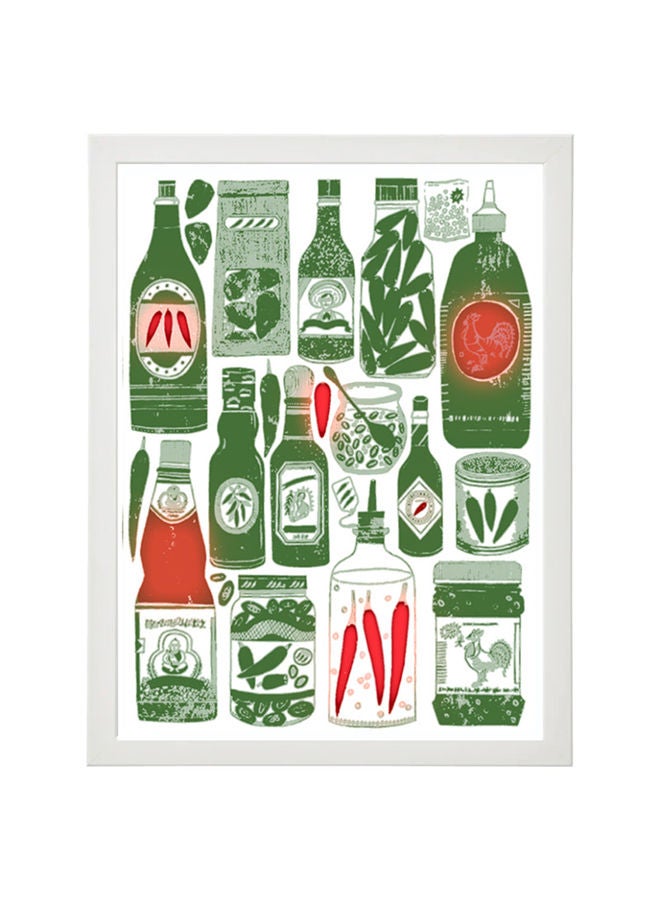 Boomah Accessories Chili Pepper Spicy Hot Sauce Kitchen Art Poster With Frame 30x40 cm 