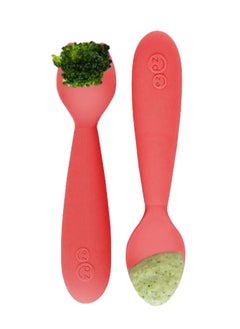 ezpz Mini Fork And Spoon Set, Kids Cutlery Set With Case, Pack -2 - Coral  - Image 2