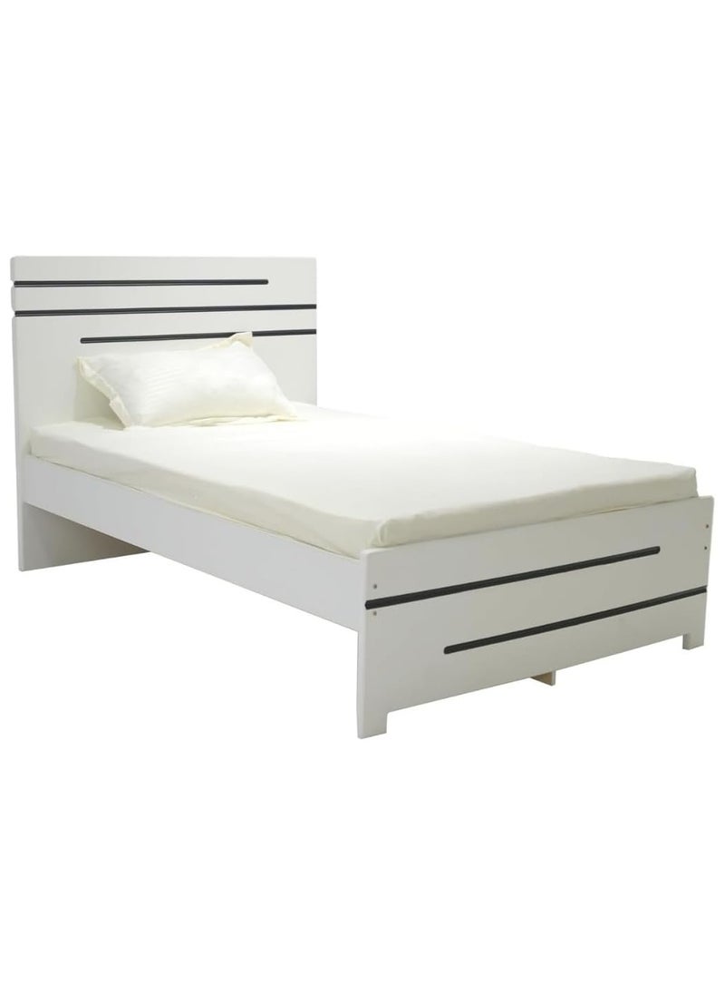 KARNAK Karnak Wooden Single Bed, Straight Headboard, Without Mattress 190X90Cm – White  - Image 1