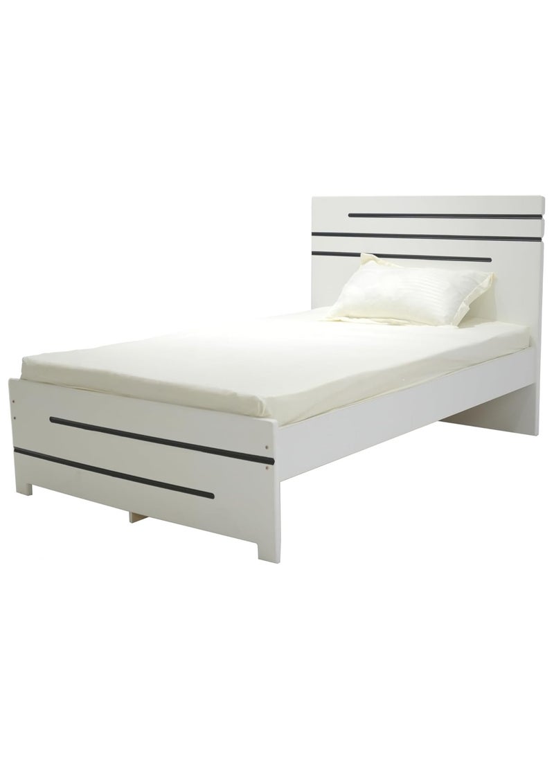 KARNAK Karnak Wooden Single Bed, Straight Headboard, Without Mattress 190X90Cm – White  - Image 3