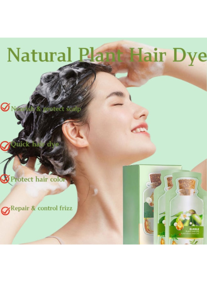 QUAAM Bubble Plant Hair DyeNew Botanical Bubble Hair Dye Hair Dye Shampoo for Women Men 30ml 10PacksBox Black Tea - Image 4