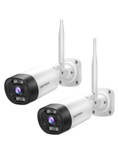 HM311 2K Outdoor Security Camera,Bullet Camera with Motion Detection,Message Alert, MicroSD/Cloud Storage, Weatherproof, 2 Pack
