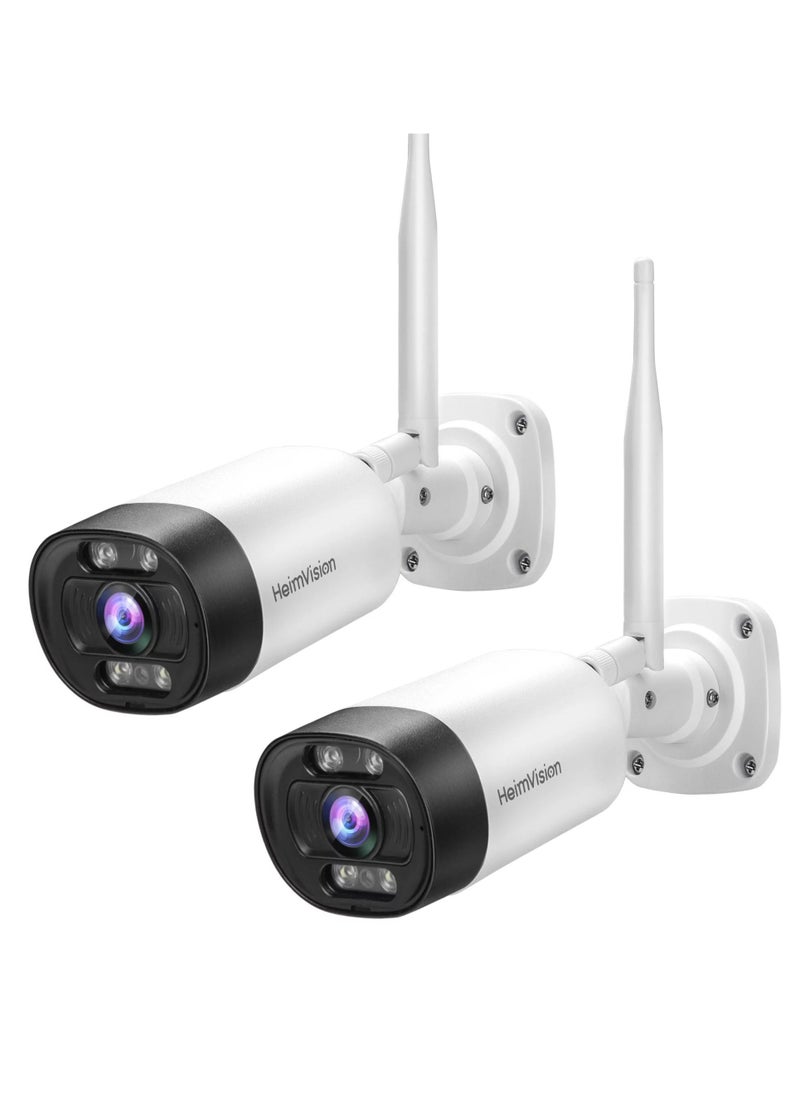 HeimVision - HM311 2K Outdoor Security Camera,Bullet Camera with Motion Detection,Message Alert, MicroSD/Cloud Storage, Weatherproof, 2 Pack - Image 1