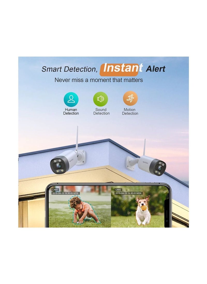 HeimVision - HM311 2K Outdoor Security Camera,Bullet Camera with Motion Detection,Message Alert, MicroSD/Cloud Storage, Weatherproof, 2 Pack - Image 1