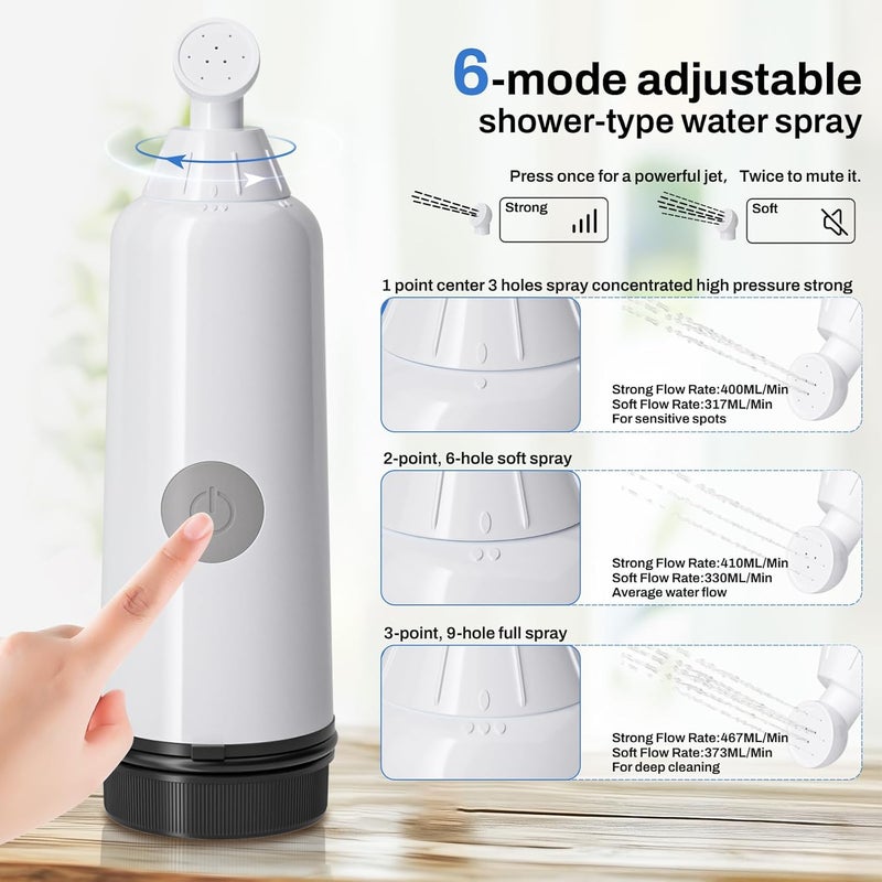 EBTULF Portable Bidet for Travel with 6 Spray Settings, High Pressure Handheld, Rechargeable Electric Portable Bidet for Women & Men (Black) - Image 2