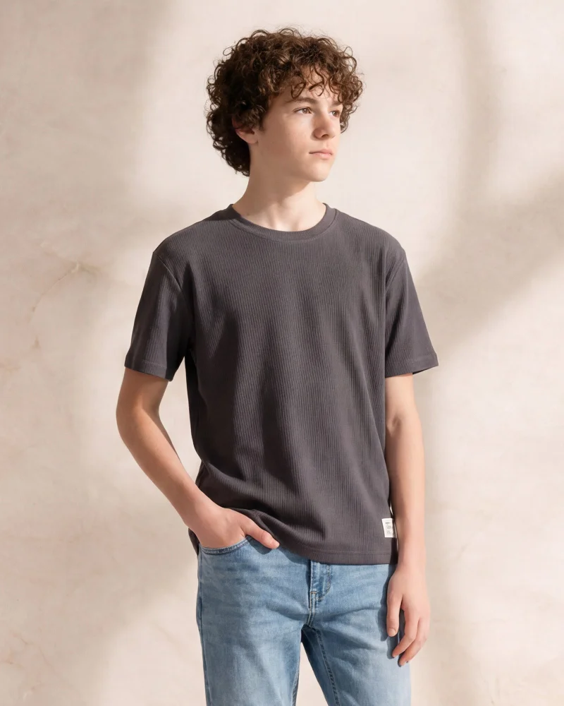 Redtag Boys Black Plain T-Shirt