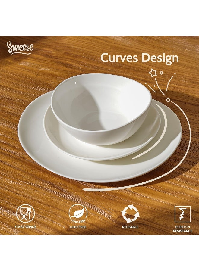 Sweese 18Piece Dinnerware Sets for 6 Porcelain Plates and Bowls Set Scratch Resistant Dishes Microwave and Oven Safe Dishware Snow White - Image 3