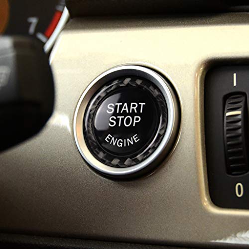 Fsforcar Carbon Fiber Car Engine Start Stop Ignition Key Ring Sticker Compatible with BMW E90 E92 E93 3 Series Engine Start Button Cover (Solid Color) - Image 4