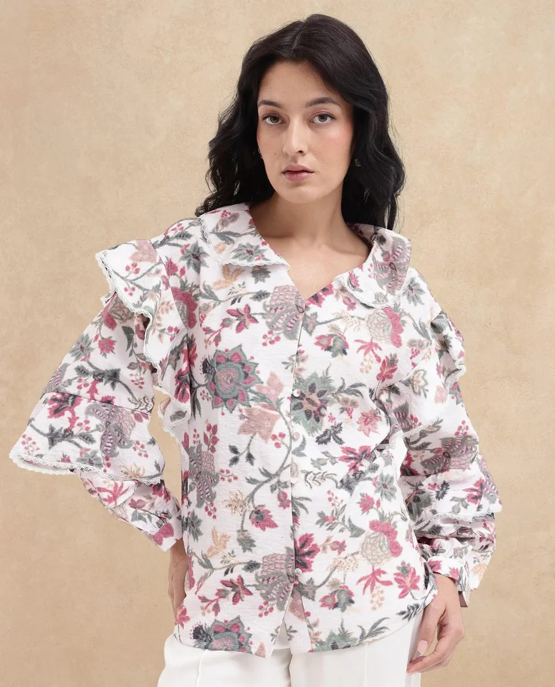 Rareism Women's Peter Pan Neck Shirt