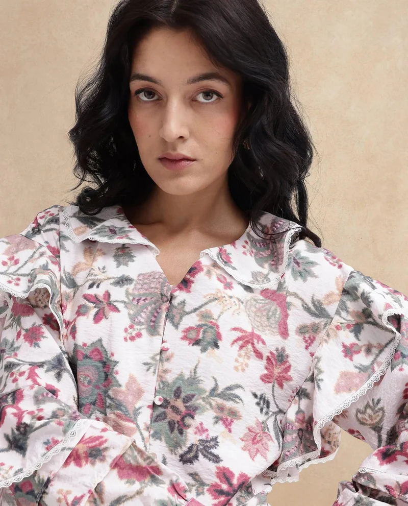 Rareism Women's Peter Pan Neck Shirt
