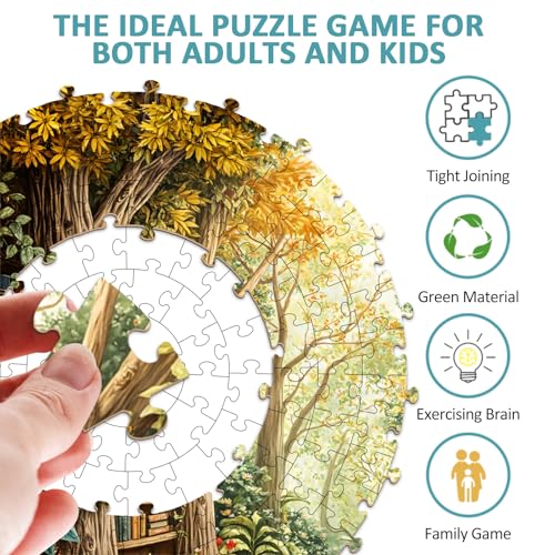 AEEKDOOK 1000 Piece Round Jigsaw Puzzles for Adults Forest Bookshelf Library 265 Large Circular Puzzle with Letters on Back Challenging Family Game Wall Decor Ideal Gift for Book Lover - Image 5